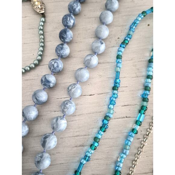 Blue Beaded Necklace Lot - Picture 2 of 8